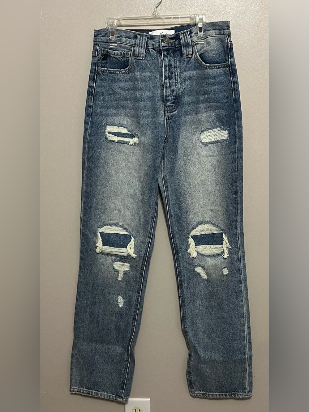 KanCan Ultra High-Rise Distressed Straight Leg jeans Button Fly Size 25